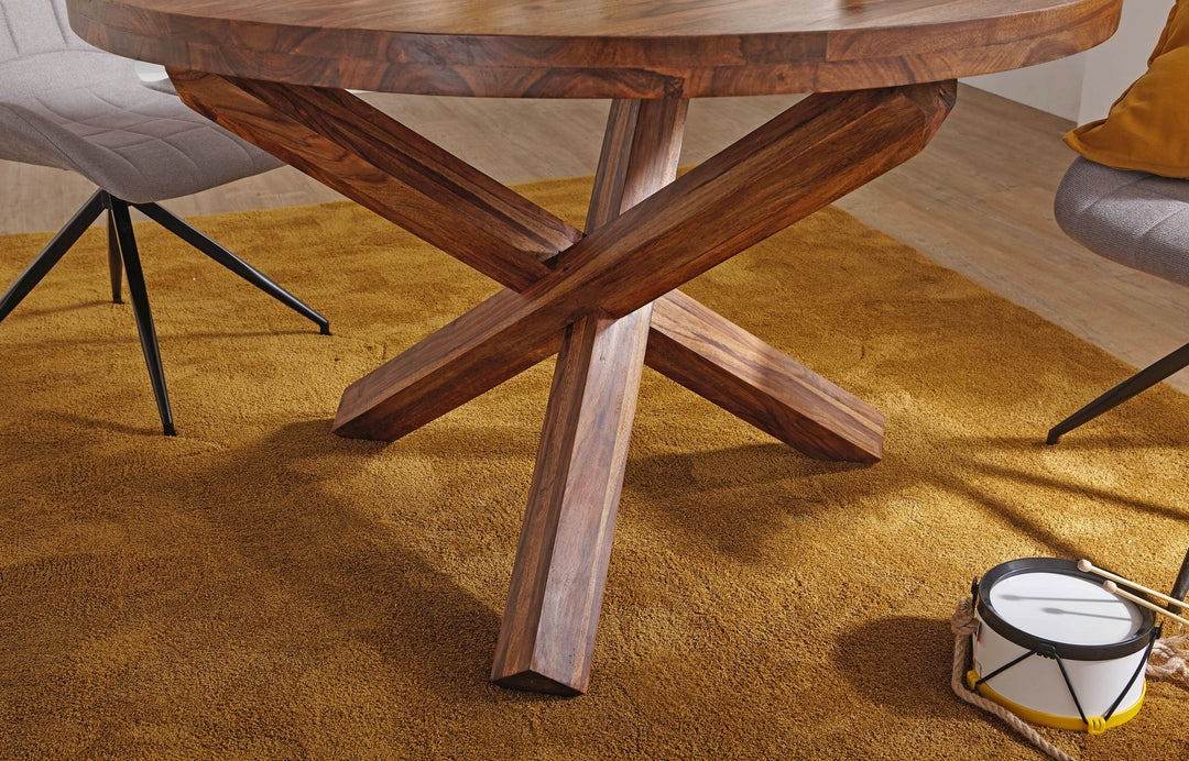 Rundt spisebord Ø 120 cm x 75 cm, massivt sheeshamtræ