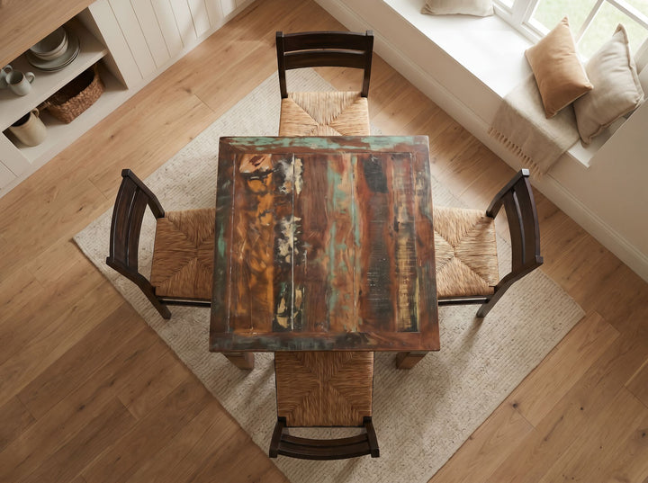 Spisebord i massivt mangotræ - 80 x 80 cm - Shabby Chic