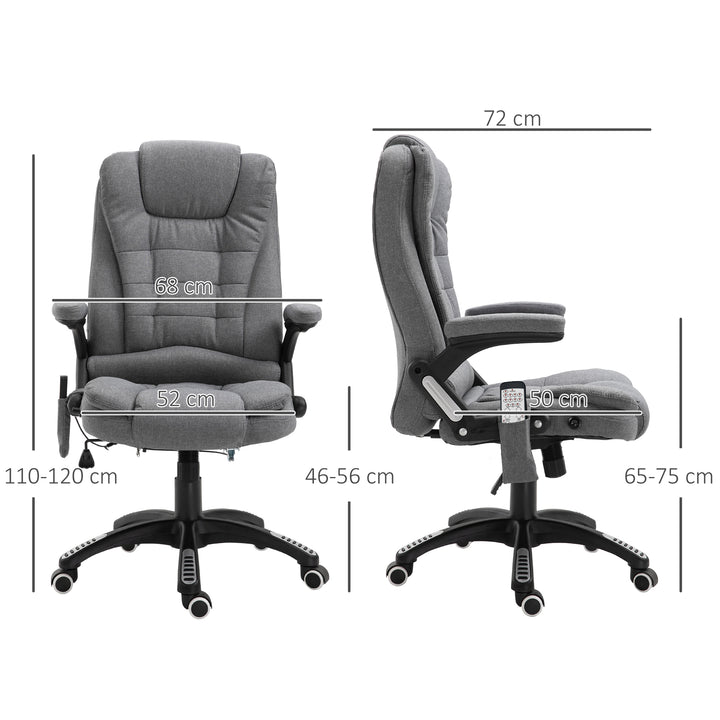 Kontorstol massagestol med varmefunktion, ergonomisk executive-stol, højdejusterbar drejestol, gamingstol med massage, mørkegrå, 68 x 72 x 110–120 cm