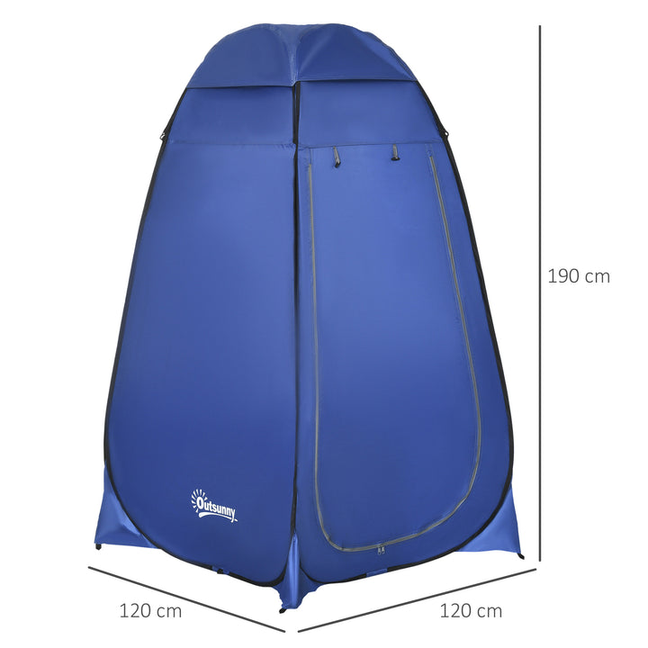 Pop-up toilettelt, mobil camping douchetent, omkleedtelt med indvendig vakuum, douchecabine, kleedcabine, vandtæt, polyester, mørk blå, 120 x 120 x 190 cm