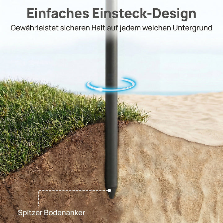 Strandparasol Ø150 cm, vandafvisende, foldbar, med sandanker, justerbar hældning, bæretaske, beige
