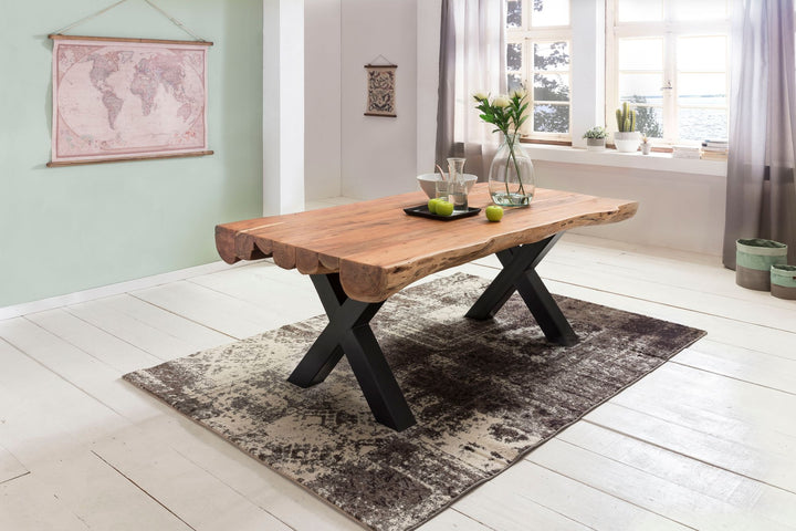 Spisebord 200 x 100 x 77 cm akacietræ i landlig stil