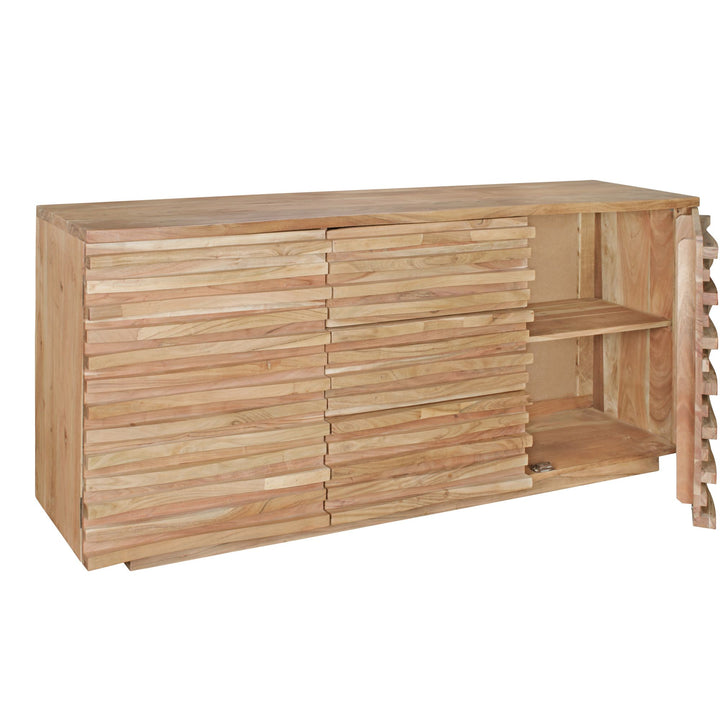 Skænk 160 x 75 x 43 cm massivt træ akacie naturfarvet skænk