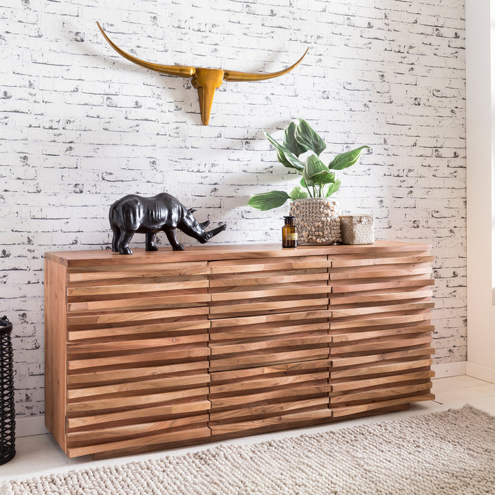Skænk 160 x 75 x 43 cm massivt træ akacie naturfarvet skænk