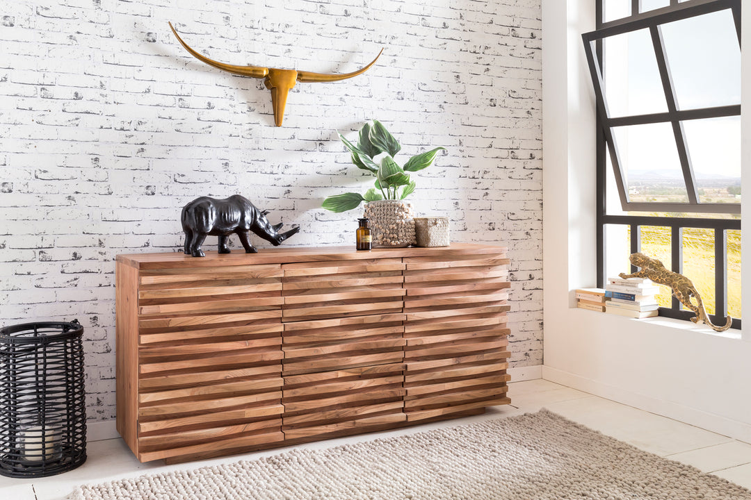 Skænk 160 x 75 x 43 cm massivt træ akacie naturfarvet skænk