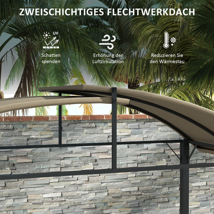 Bbq-pavillon, 2 sidehylder, kroge, stålramme, 1,1 x 2,3 m, khaki