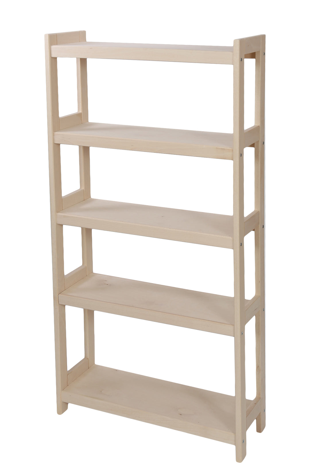 Bogreol i bøgetræ, 5 hylder,, 136x60x25 cm