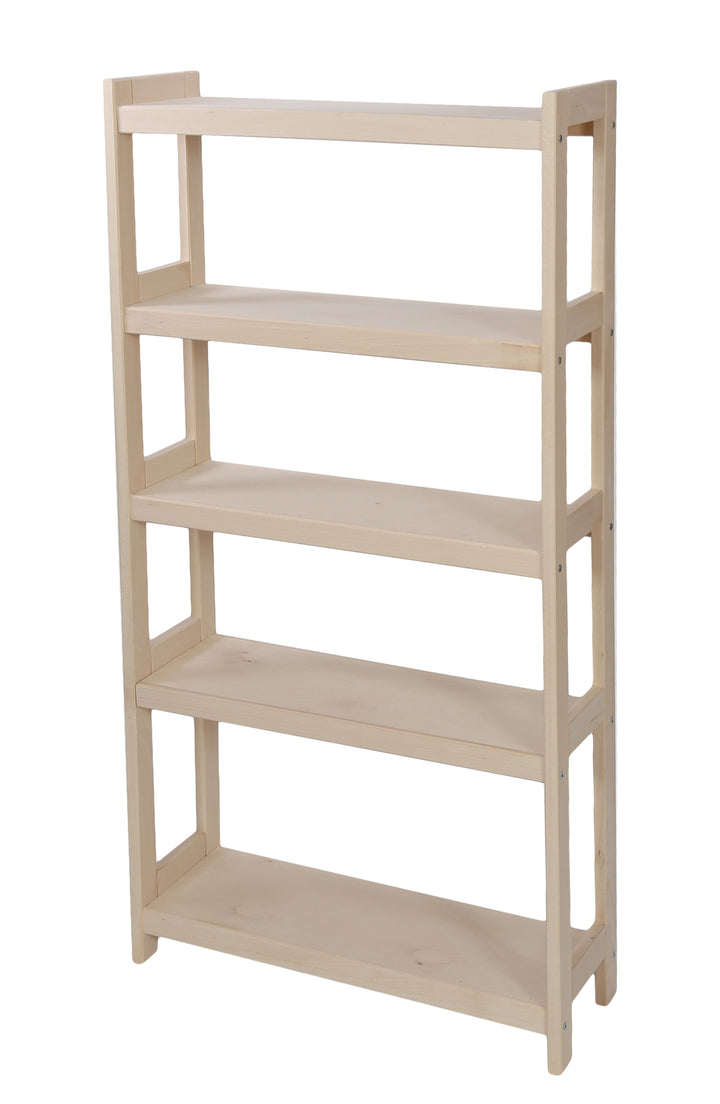 Bogreol i bøgetræ, 5 hylder,, 136x60x25 cm