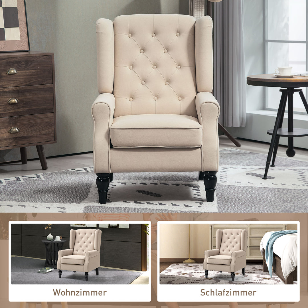 Elegant lænestol med ryglæn, tykt polstret, aftageligt betræk, 74 x 87 x 102 cm, beige