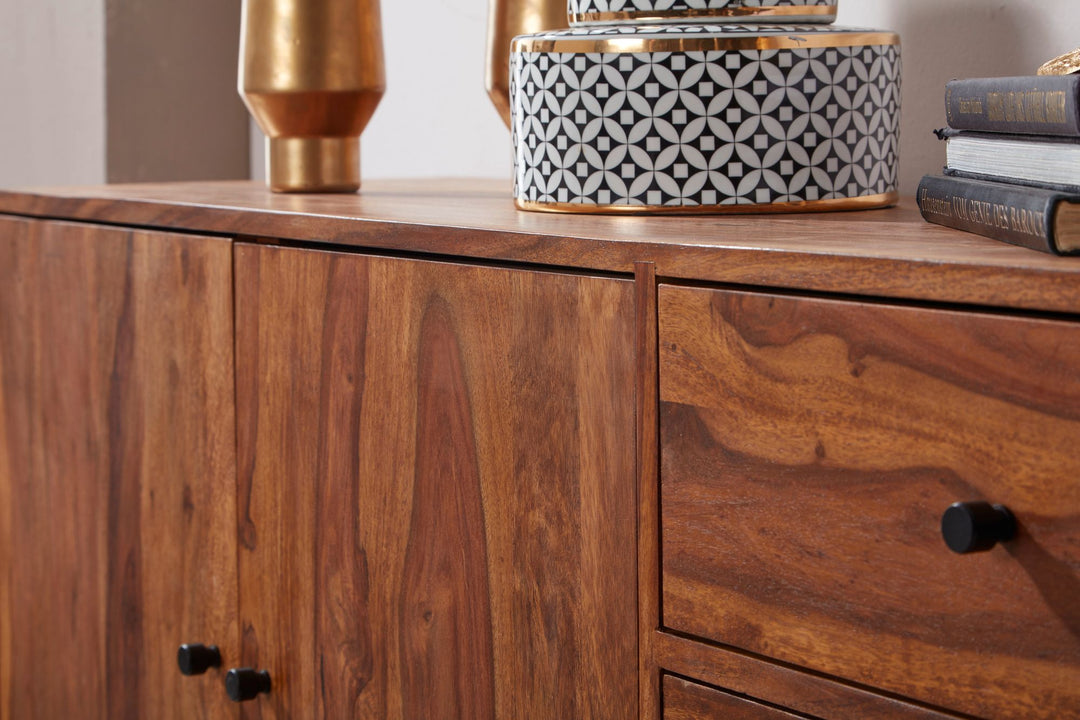 Skænk i massivt sheeshamtræ, 145x75x40 cm, rustik kommode