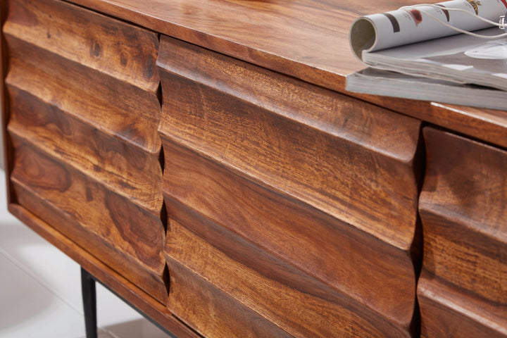 HiFi Lowboard sheesham massivt træ landligt TV-skænk 147x50x38cm