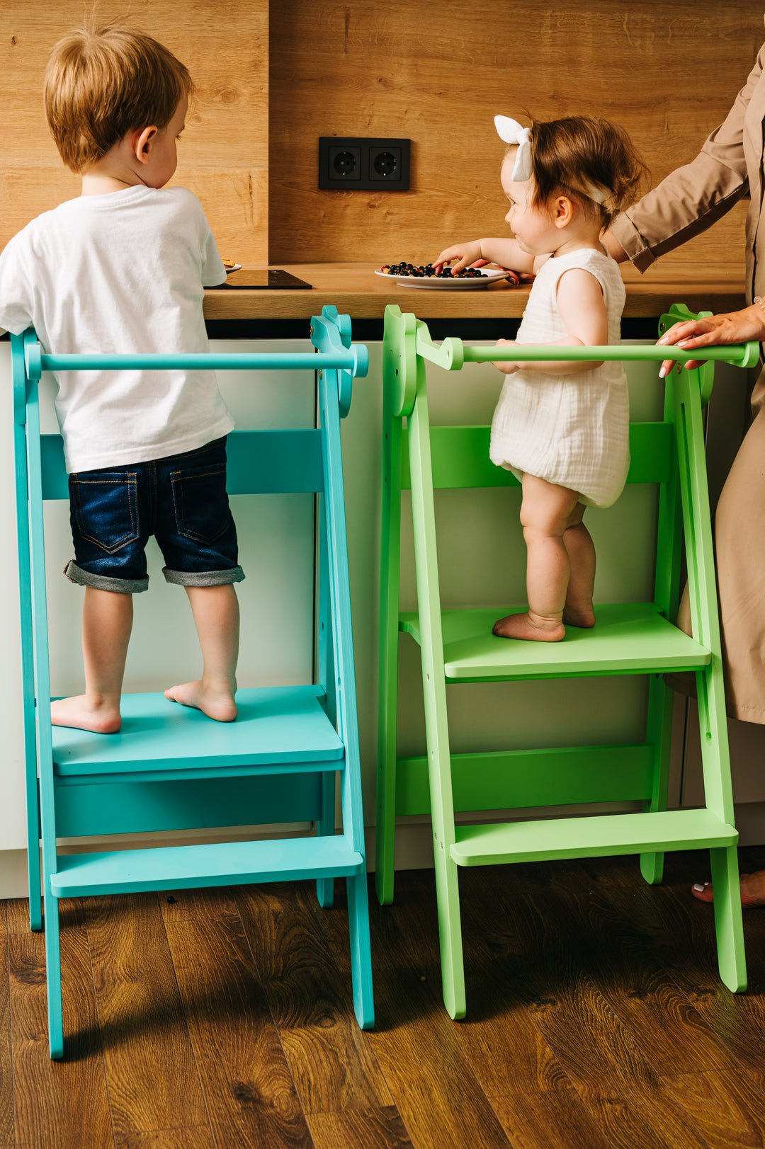 Trin-skammel til barn, grøn