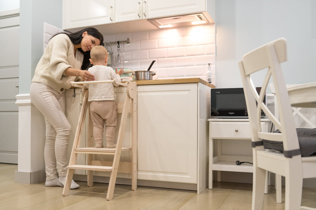 Trin-skammel til barn, naturfarvet