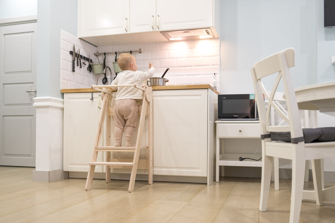 Trin-skammel til barn, naturfarvet