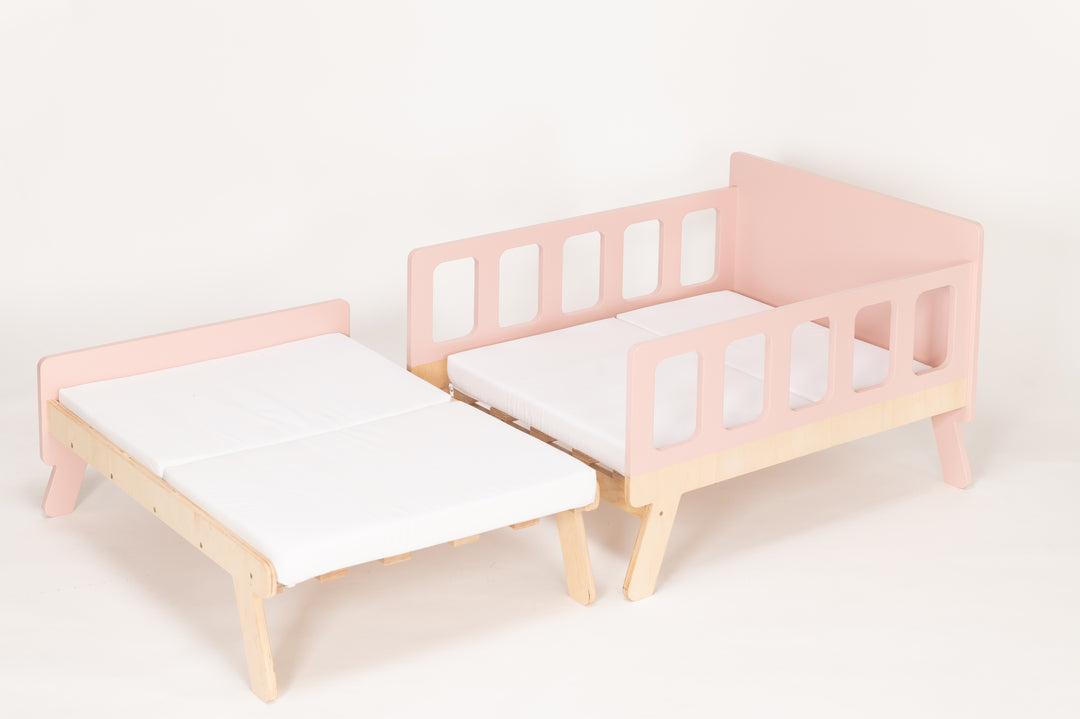 Smart børneseng der vokser med, pink
