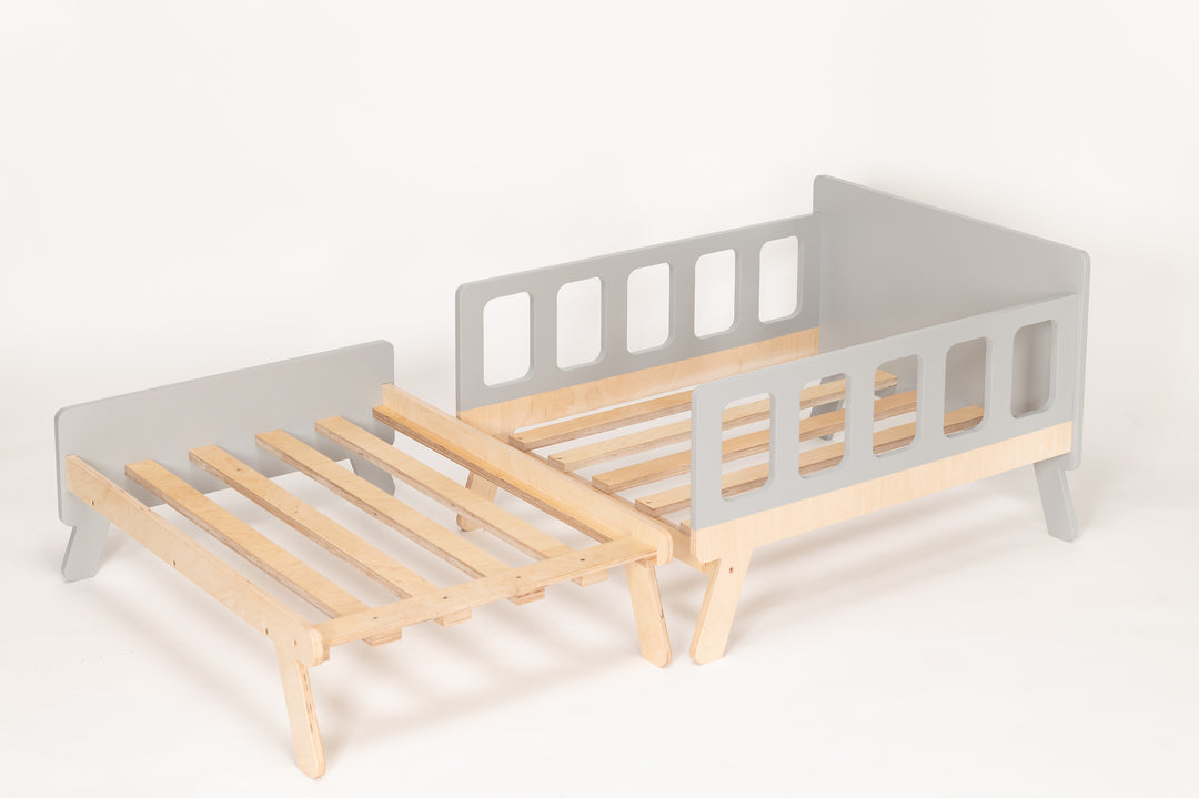 Smart børneseng der vokser med, grå