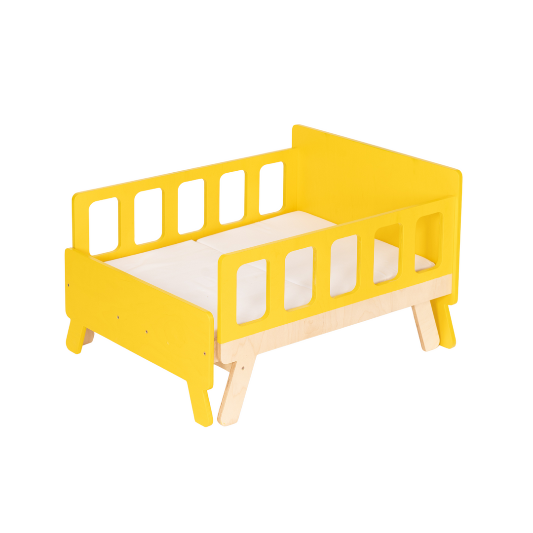 Smart børneseng der vokser med, gul