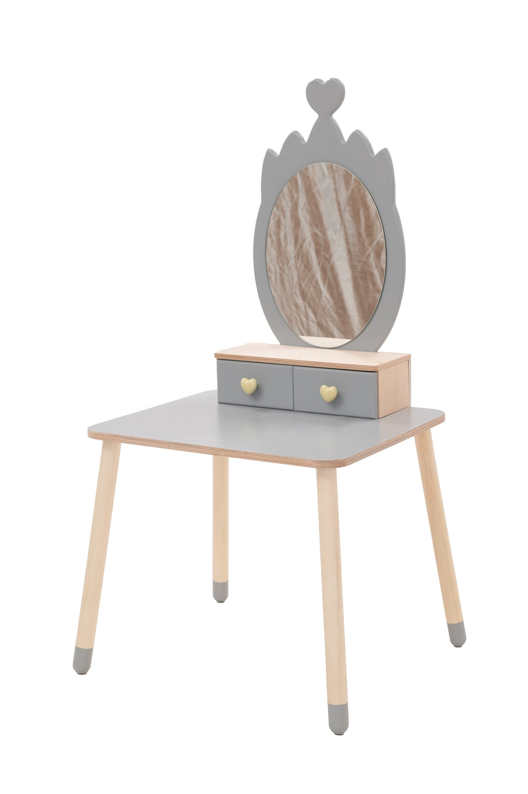 Sminkebord til barn, grå og naturfarvet