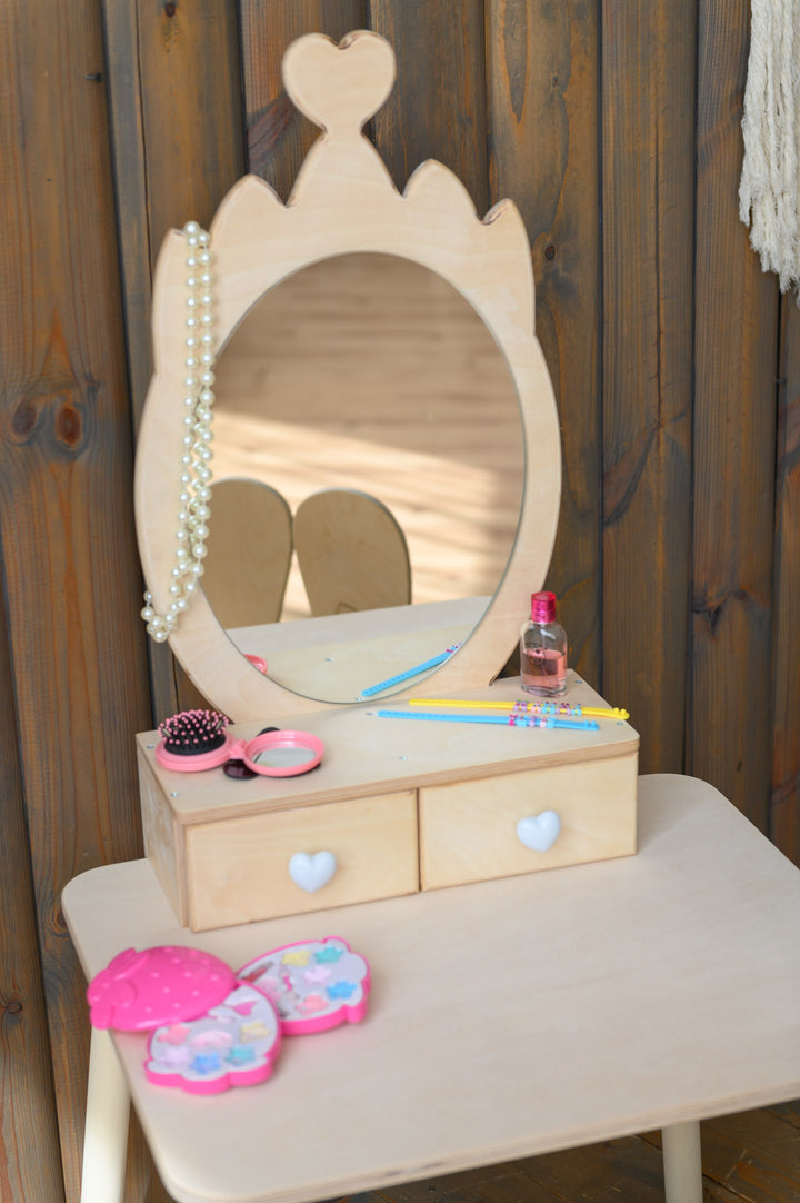 Sminkebord til barn, naturfarvet
