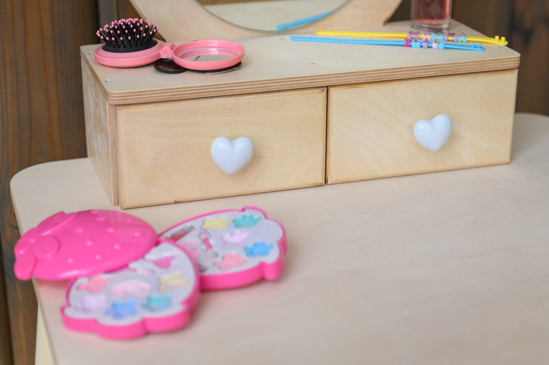 Sminkebord til barn, naturfarvet