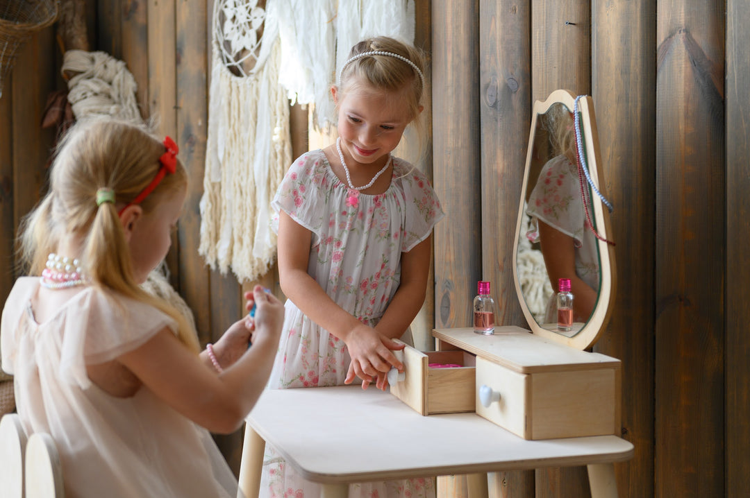 Sminkebord til barn, naturfarvet