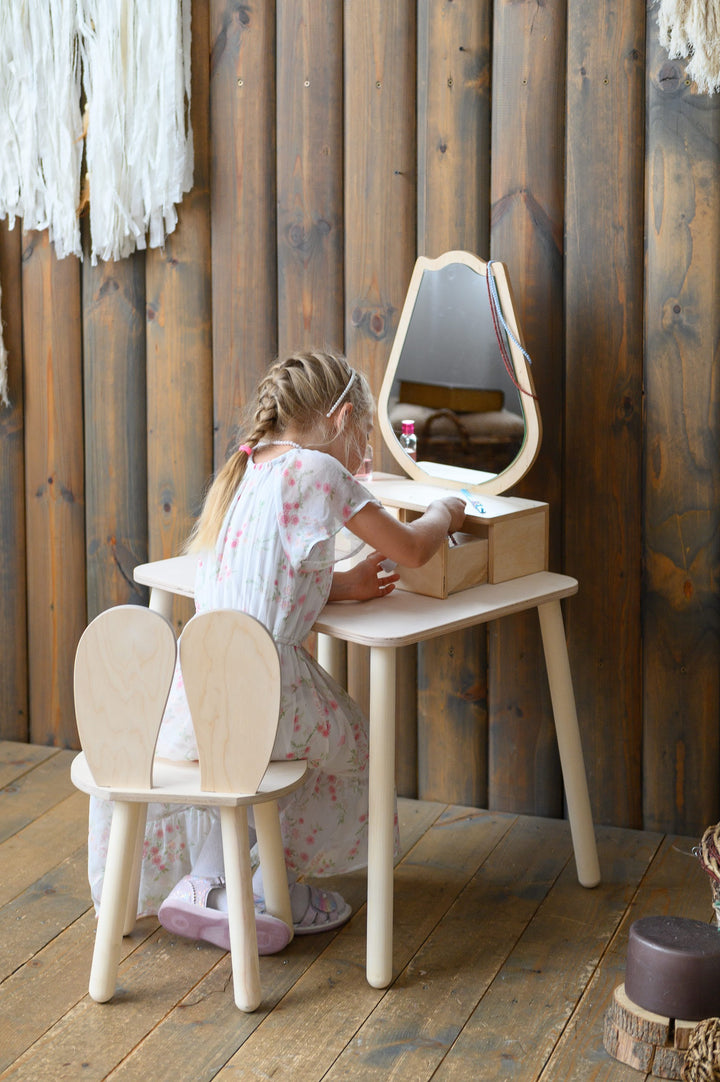 Sminkebord til barn, naturfarvet