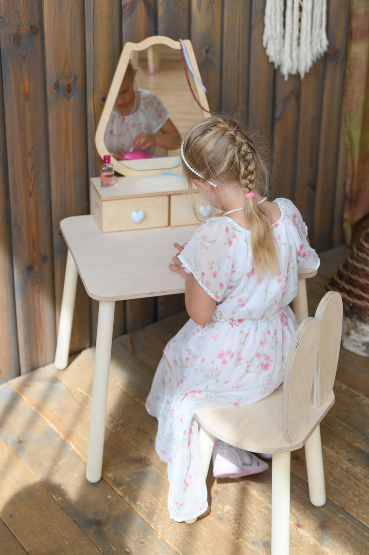 Sminkebord til barn, naturfarvet