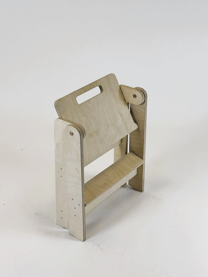 Pladsbesparende lille trappe / træskammel, naturfarvet