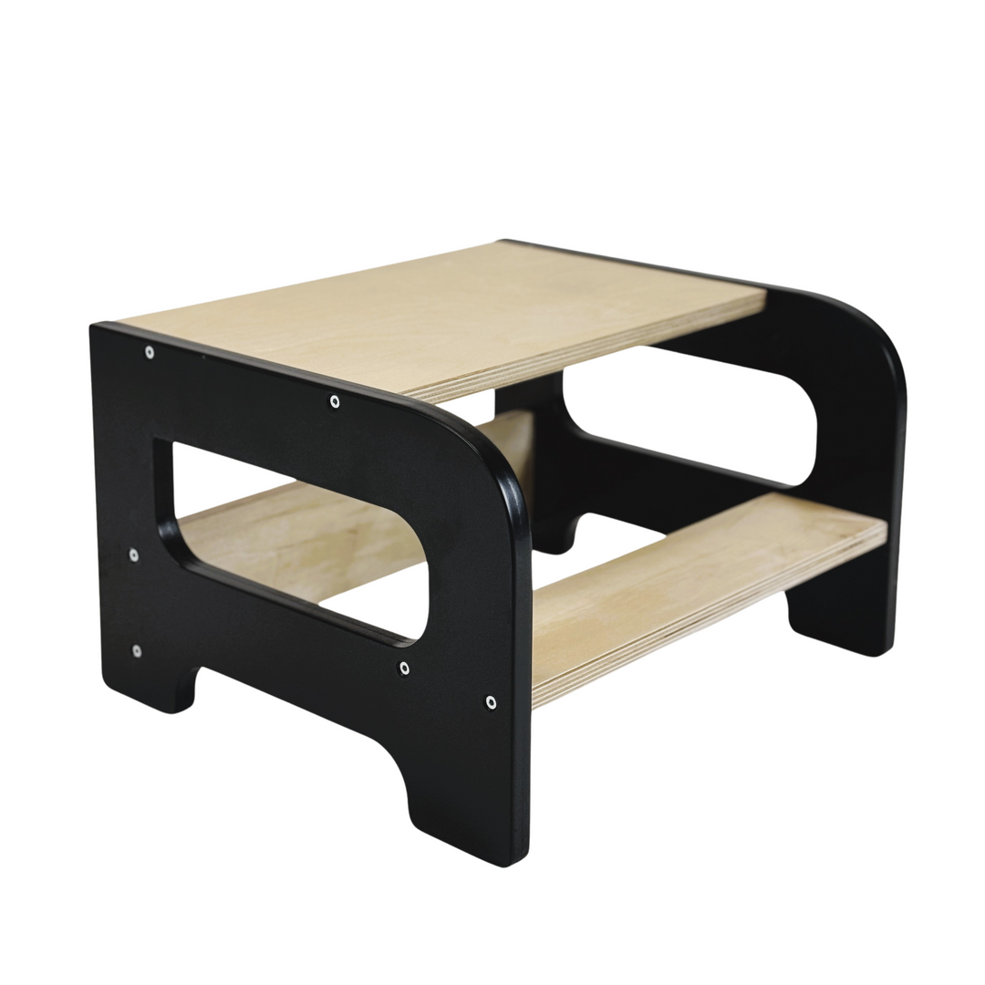 Læringstårn i træ, sort og naturfarvet