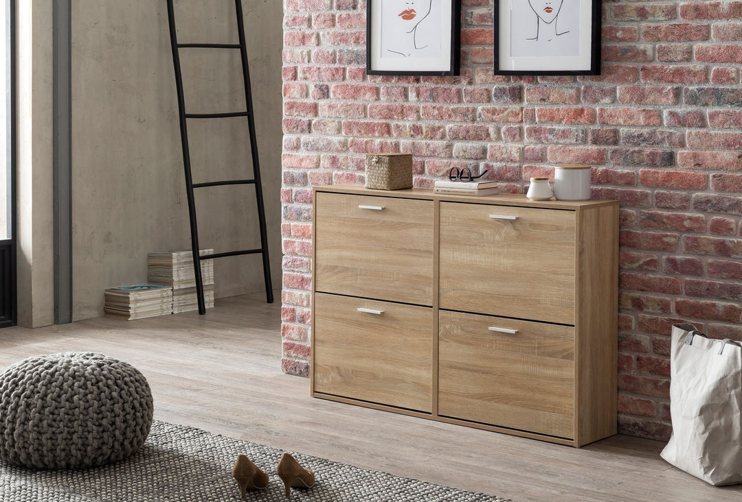 Moderne skoskab, 120 x 81 x 24 cm, naturfarvet