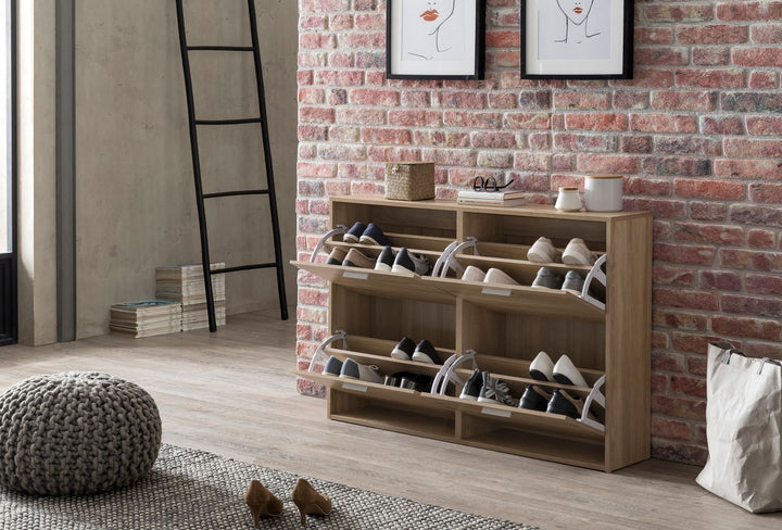 Moderne skoskab, 120 x 81 x 24 cm, naturfarvet