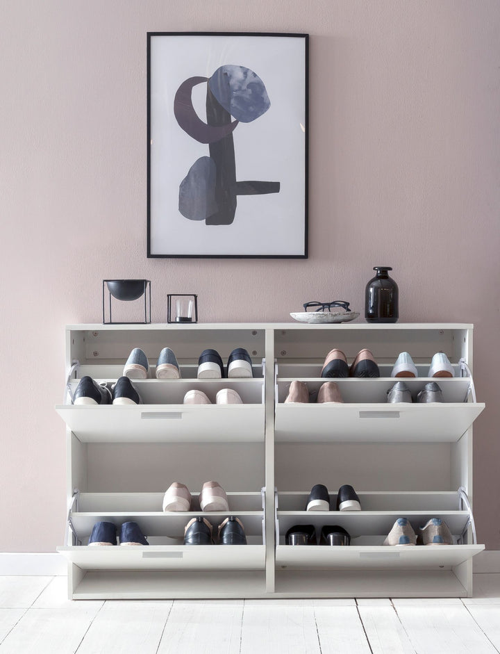 Moderne skoskab, 120 x 81 x 24 cm , hvid 4 rum