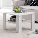 Sofabord med hylde, B60xH42xD60 cm, hvid