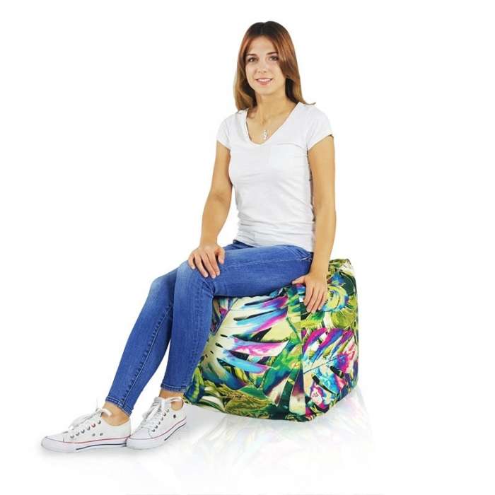 Square Cube Ottoman - Premium Printed Fabric
