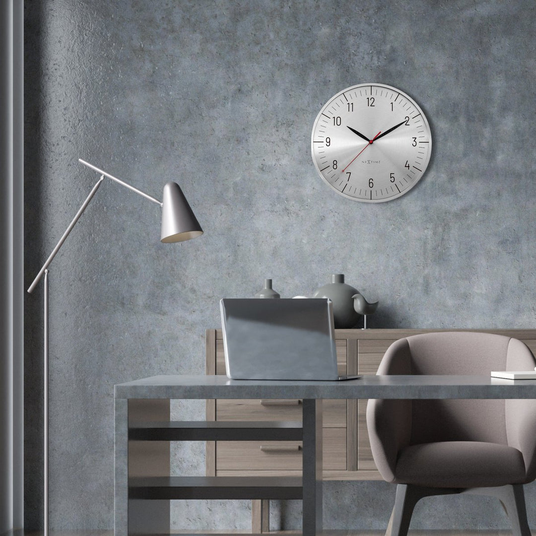 Vægur 30,5 cm-Silent-Dome-linse-Aluminium(urkasse og urskive)-NeXtime 'Frankfurt'