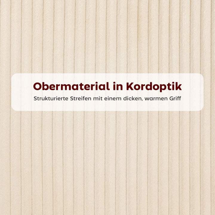 Spisestol, corduroy-polstring, skalform, metalben, fodhynde, beige