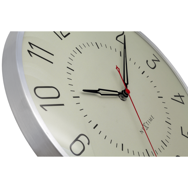 Vægur 30,5 cm-Silent-Dome linse-Aluminium-NeXtime 'Rotterdam'