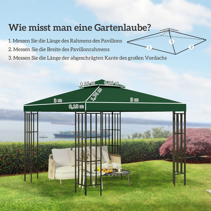 Udskiftningstag til pavillon 3x3m vandafvisende pavillontag til metalpavillon pavillon udskiftningstag havepavillon festtelt havetelt polyester mørkegrøn