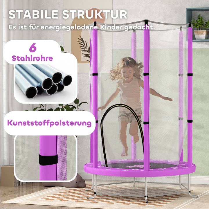 Børnetrampolin med sikkerhedsnet, til indendørs og udendørs brug, 3-6 år, lilla