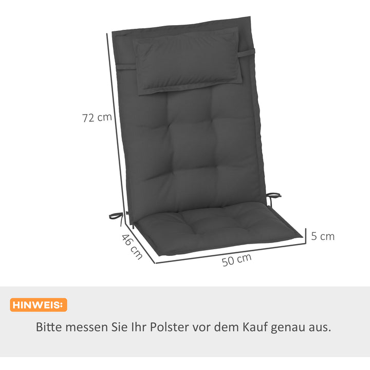 Sæt med 2 hynder til liggestol, vandafvisende hynde til haveliggestol, hynde 50x116x5 cm, mørkegrå