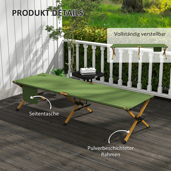 Sammenklappelig feltseng med bæretaske 196 x 64 x 45 cm gæsteseng op til 200 kg til udendørs campingrejser