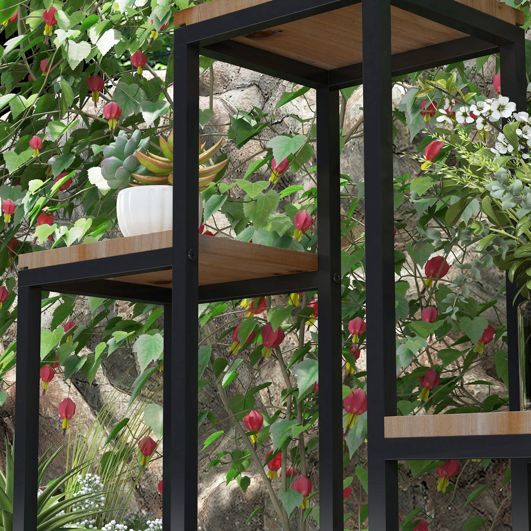 Blomsterhylde, 4 niveauer, indendørs og udendørs, metalramme, 80 x 20 x 74 cm
