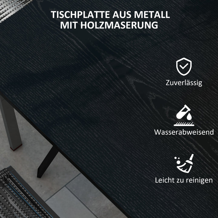Udendørsbord til 4 personer, stålstel, 80L x 80B x 72H cm, sort