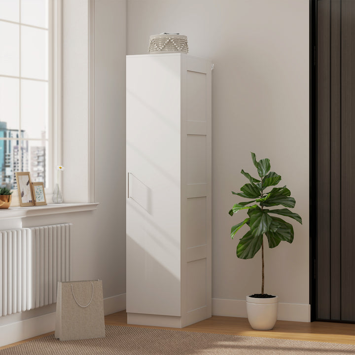 Garderobeskab med multifunktionsskab med garderobestang, hylde, softclose-dør 40 x 52 x 180 cm hvid