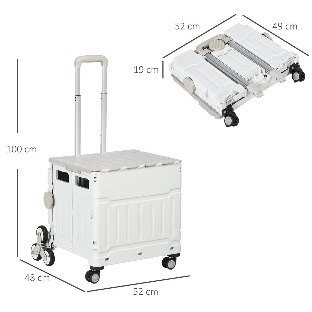 Indkøbsvogn / trolley, sammenklappelig, teleskophåndtag, belastningskapacitet op til 65 kg, hvid