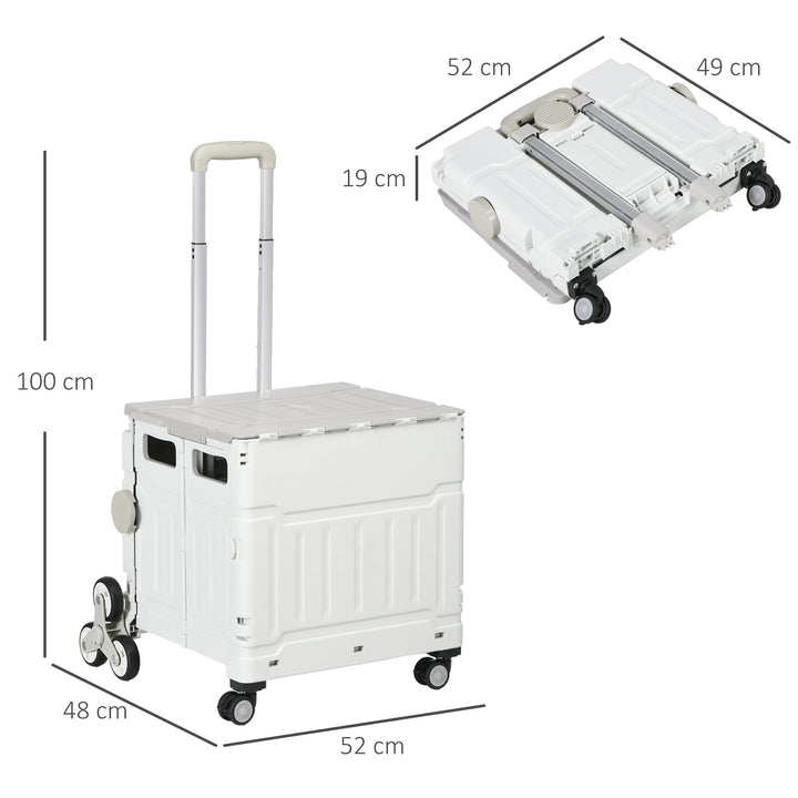 Indkøbsvogn / trolley, sammenklappelig, teleskophåndtag, belastningskapacitet op til 65 kg, hvid