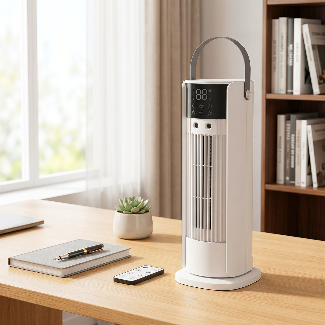 Tårnventilator til soveværelset, 40 cm bordventilator med dugfunktion, 3 hastigheder, 90° oscillation, timer