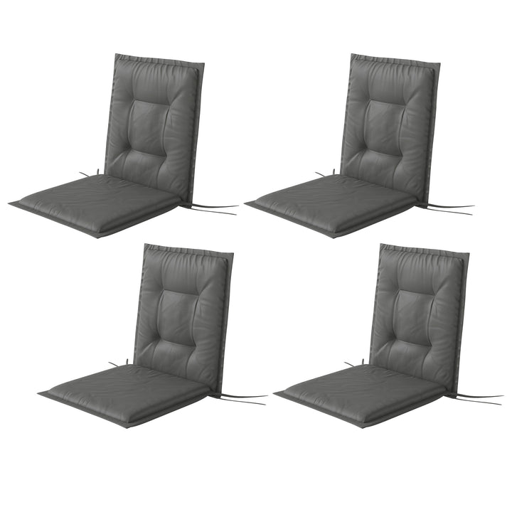 Sæt med 4 siddehynder 108 x 50 x 5 cm stolehynder med bånd, udendørs siddehynde lysegrå