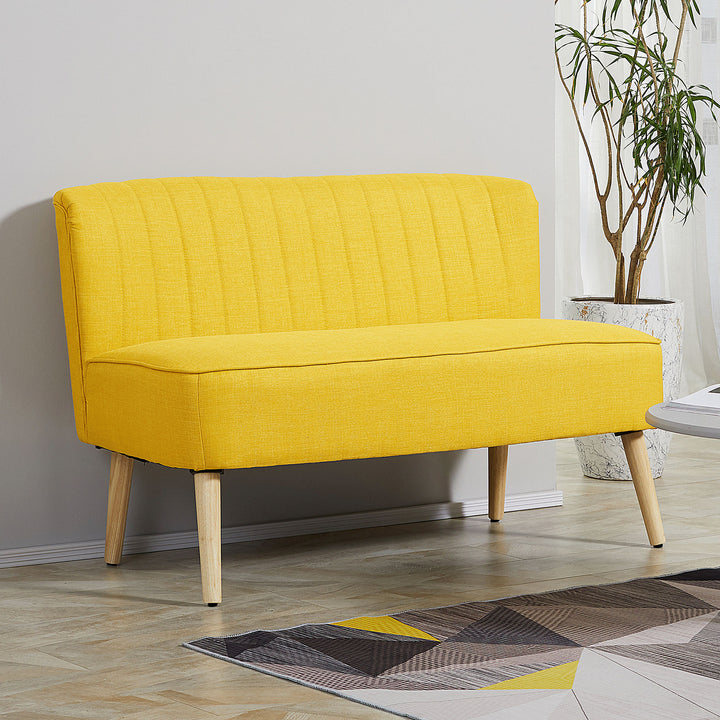 2-Personers sofa, blød polstring, letplejeligt betræk, op til 150 kg, 117 x 56,5 x 77 cm, gul