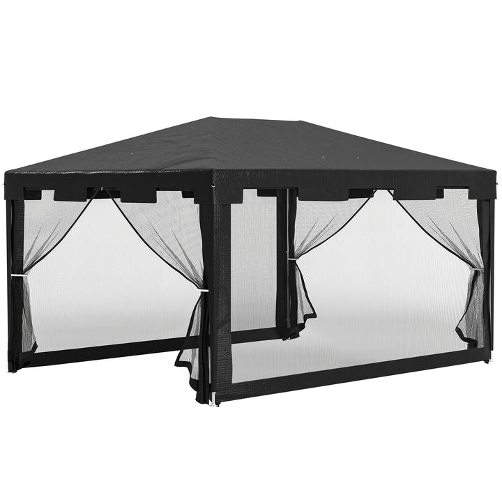 Pavilion havetelt 3 x 3 m, vejrbestandigt, foldbart, 395 cm x 295 cm x 255 cm, sort
